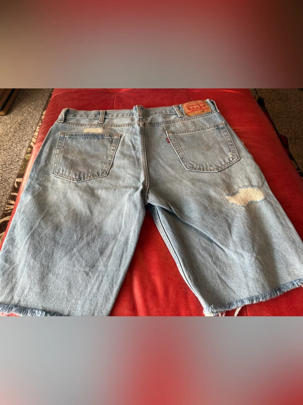 Levi Strauss 511 Light Blue Distressed Denim Men’s Shorts size 38